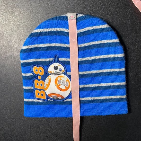Star Wars Boys Kid OSFM One Size Fits Most BB-8 Stripe Knit Beanie Force Awakens - Picture 10 of 12